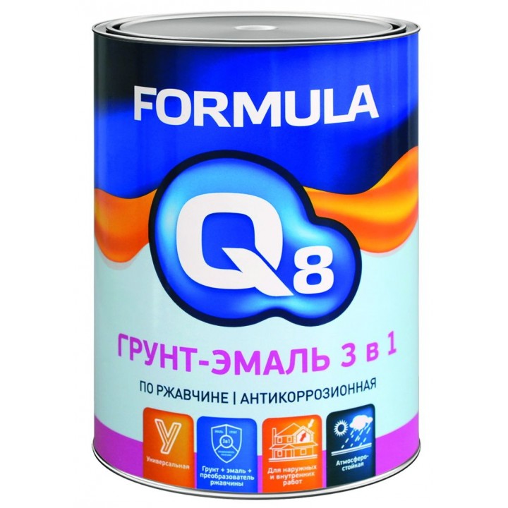 Грунт-эмаль по ржавчине Formula Q8, 3 в 1, голубая, 0,9 кг